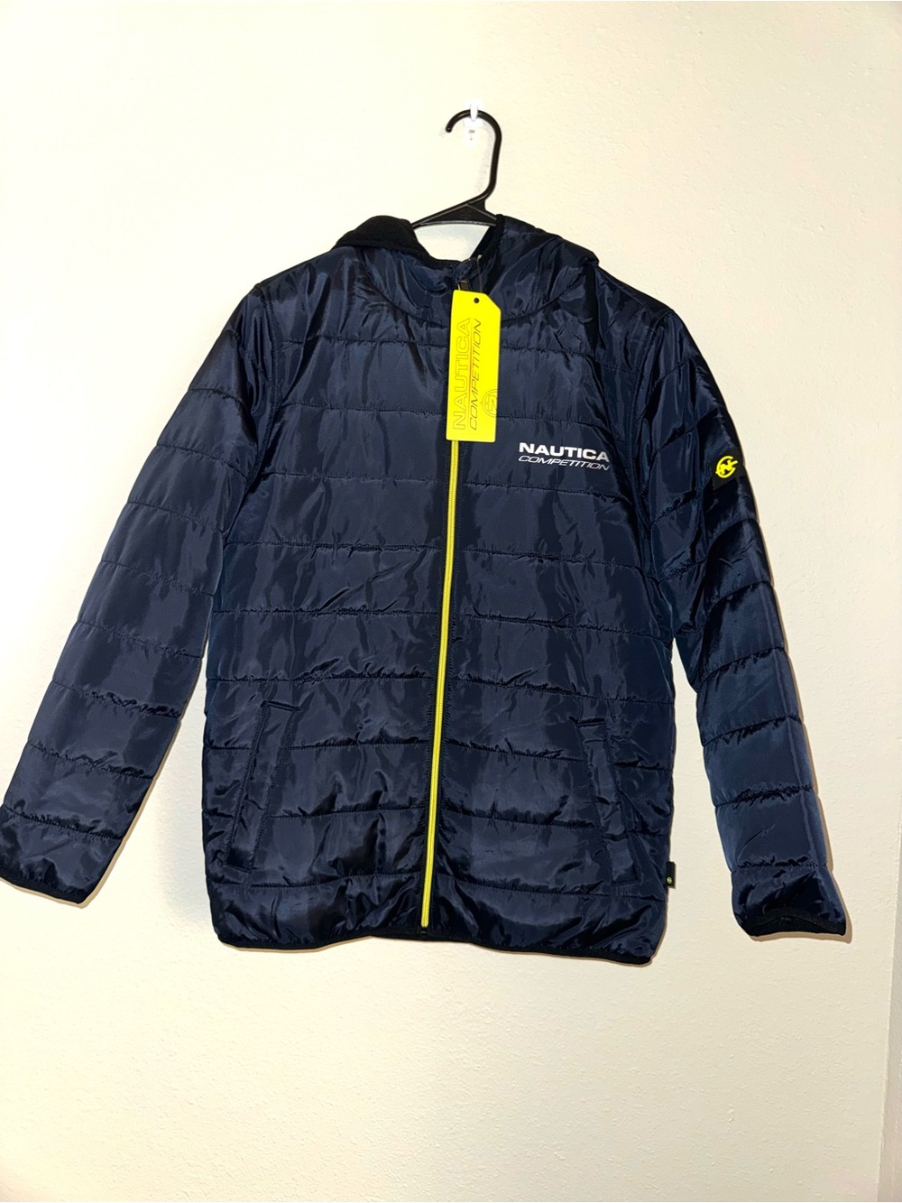 Nautica Kids Navy Puffer Jacket with Yellow Zipper